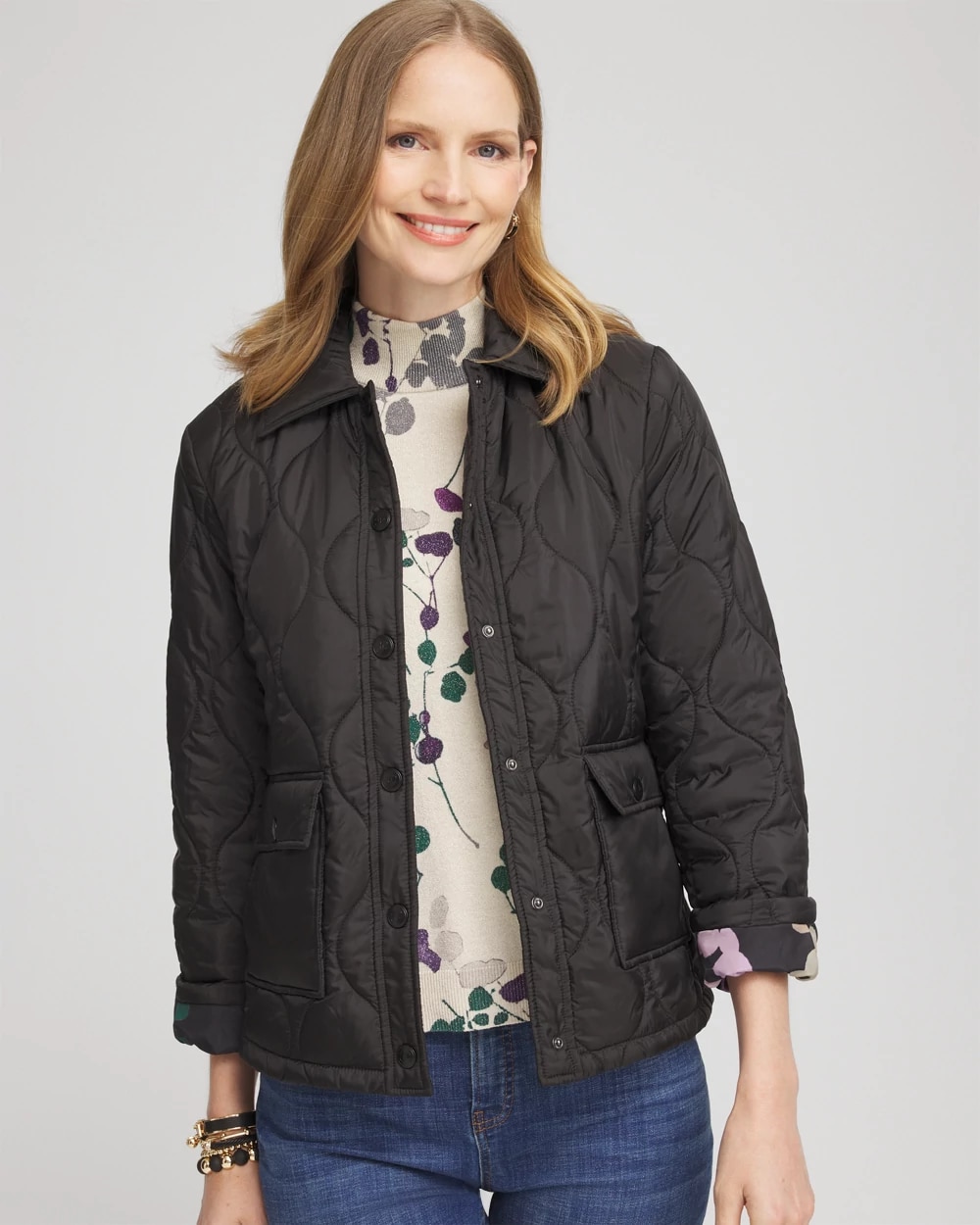 ジャケット QUILTED NYLON JACKET Faux Nylon Quilted Jacket | Chico's